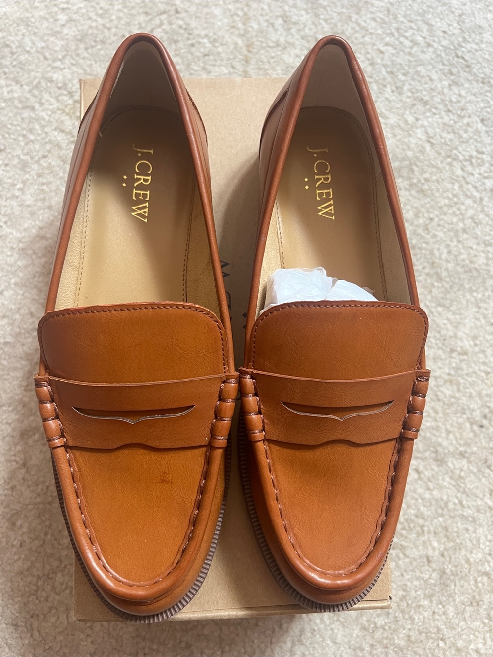 J. Crew Women’s Leather Penny Loafers in Cognac - Picture 3 of 6